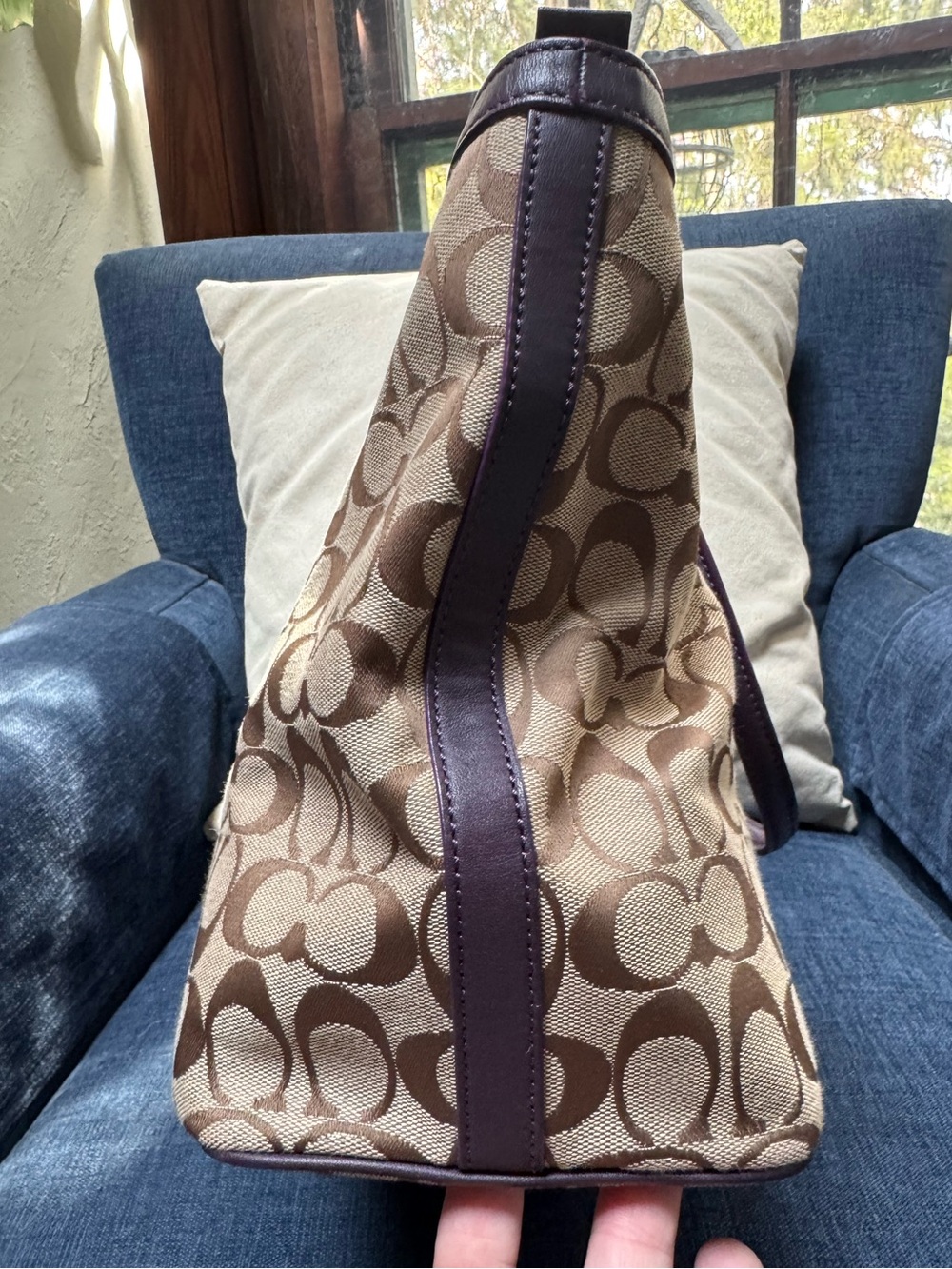 Coach Legacy Weekender Signature C Medium Zip Tote Khaki Jacquard Purple 23465 - Picture 2 of 13